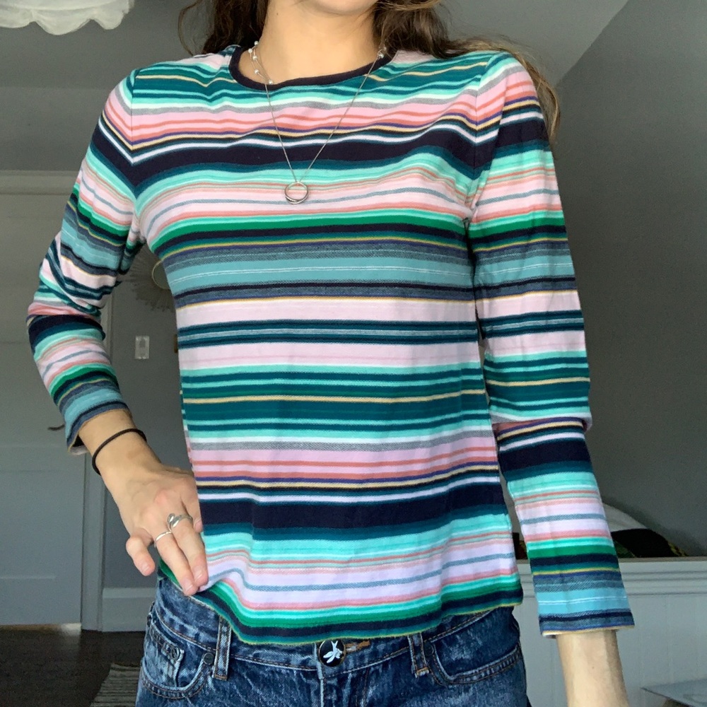 Quarter sleeve cotton pastel rainbow shirt